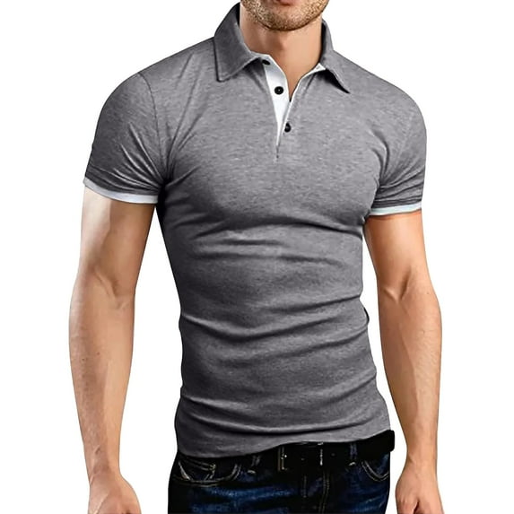 Lisingtool Clearance Father Day Gifts Mens Shirts Mens Dress Shirts Mens Shirts Casual Men's Casual Fashion Color Blocking Sports Stand Up Collar Short Sleeved T Shirt S-3XL