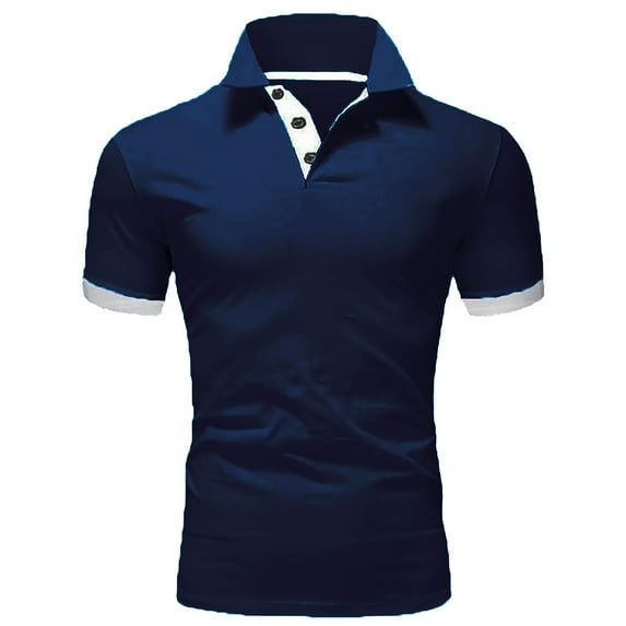 Lisingtool Clearance Father Day Gifts Mens Shirts Mens Dress Shirts Mens Shirts Casual Men's Casual Fashion Color Blocking Sports Stand Up Collar Short Sleeved T Shirt S-8XL