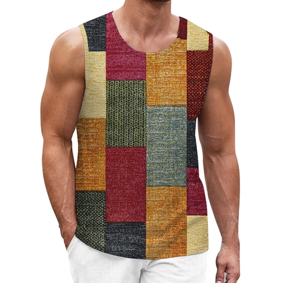 Lisingtool Father Day Gifts Mens Tank Tops Summer Mens Workout Tank Tops Gym Tank Tops for Men Men Geometric Pattern Digital Printing Casual Holiday Street Hipster Sleeveless Tank TopS-3XL