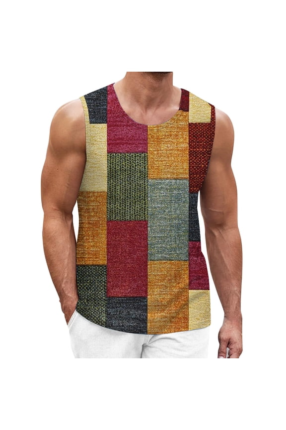 Father Day Gifts Mens Tank Tops Summer Mens Workout Tank Tops Gym Tank Tops for Men Men Geometric Pattern Digital Printing Casual Holiday Street Hipster Sleeveless Tank TopS-3XL