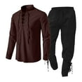 thumbnail image 1 of Lisingtool Clearance Father Day Gifts Outfits for Men 2 Piece Sets Medieval Men's Clothing Set Men's Clothing Set with Linen Shirt Men's Medieval Shirt Medieval Pants with Ankle Strap S-XXL, 1 of 3