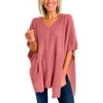 thumbnail image 1 of Lisingtool Hoodies for Women Women's Solid Color Pullover V Neck Sweater Stripe Knit Fashion Poncho Cape V Neck Loose Sweater Sweater S-XL, 1 of 5