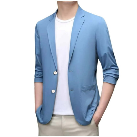 Lisingtool Clearance Mens Tops Blazers for Men Men's Fashion Spring and Summer Casual Short Sleeved Lapel Thin Suit Tops Ultra Thin Breathable Jacket Clearance sale M-5XL