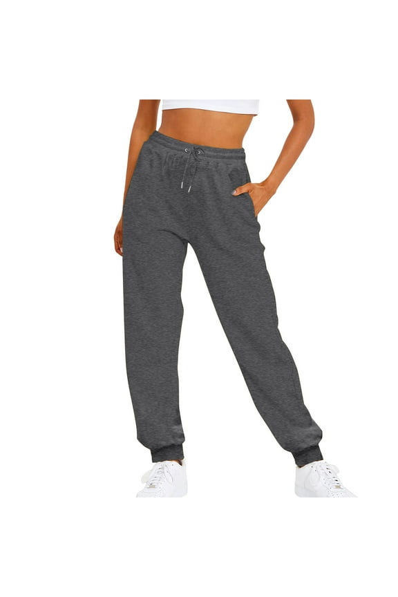 Clearance Pants for Women Sweatpants for Women with Pockets Ladies Solid Color Drawstring Elastic Waist Casual Loose Foot Sweatpants Clearance sale S-XXL