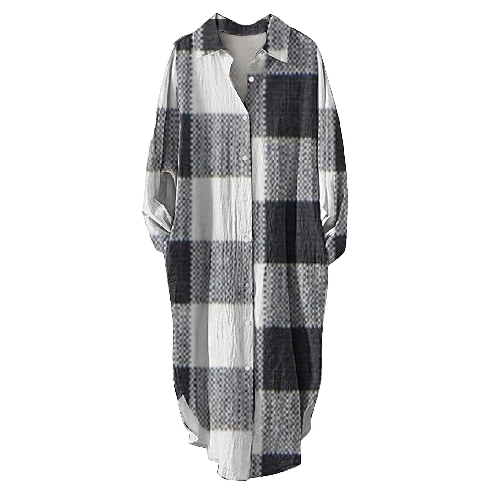 Lisingtool Clearance Plus Size Tops for Women Ladies Lapel Long Sleeve