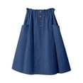 thumbnail image 1 of Lisingtool Clearance Skirts for Women Pleated Skirts for Women Summer Skirts for Women Women's Casual Paper Bag Waist A Line Pleated Midi Skirt with Pockets One Size, 1 of 7