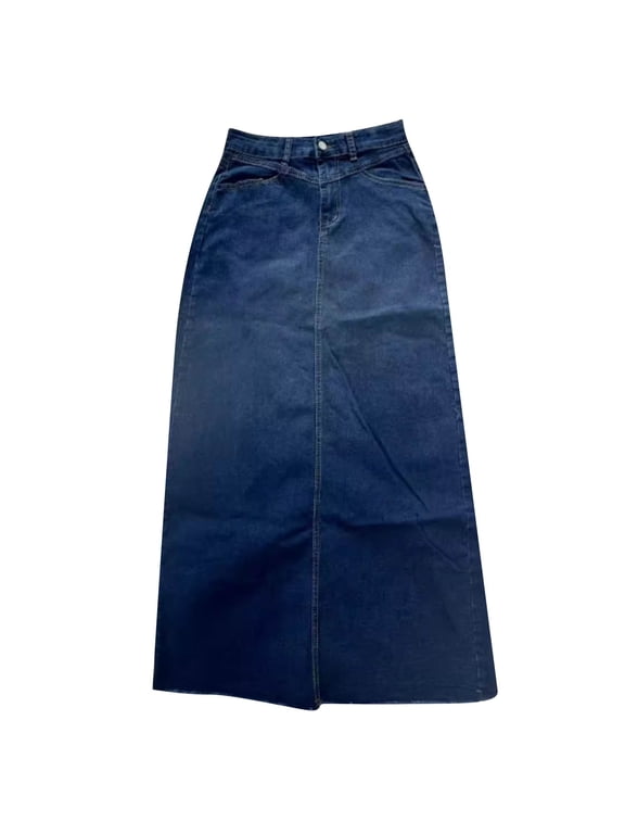 Clearance Skirts for Women Summer Skirts for Women Women Vintage Denim Maxi Skirt Hem High Waist A Line Long Jean Skirt Light Blue Promotion Sale