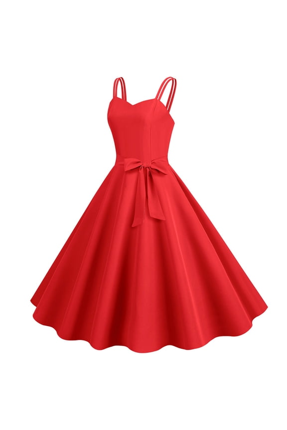Summer Dresses for Women Sundresses for Women Women Casual Sleeveless 1950S Housewife Evening Party Prom Dress Womens Dresses S-XXL