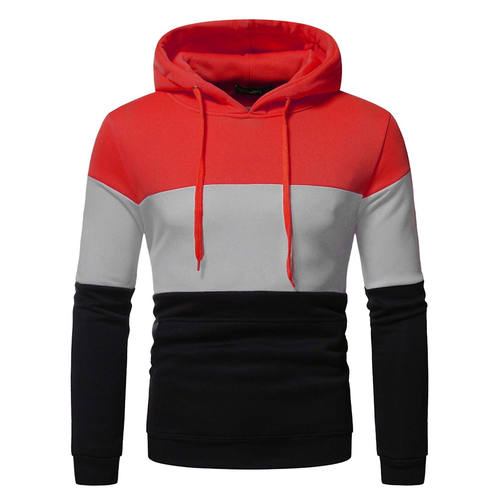 Lisingtool Clearance Tops for Men Hoodies for Men Men s Fall Long Sleeved Hoodie Hooded Sweatshirt Tops Outdoor Sweatshirt Shirt Red Promotion sale Walmart