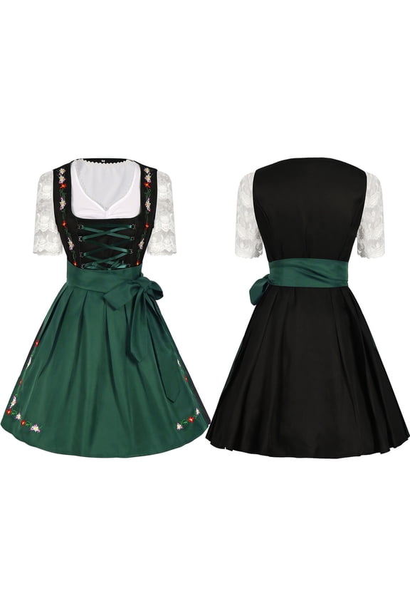 Women's Carnival Beer Festival Clothing Split Size Sling Pants Set Bavarian Women's Clothing Green