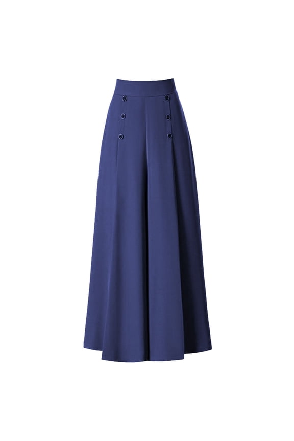 Women's Pants Fashion Pleated Wide Leg Pants Women's Spring and Summer High Waist Loose Slim Middle Women's Pants Nine Points Culottes Casual Swing Pants M-5XL
