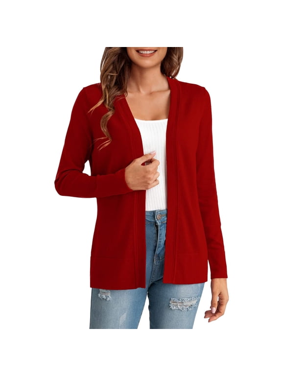 Clearance Womens Summer Tops Cardigan for Women Women's Solid Color Long Sleeved Buttonless Casual Knitted Sweater Cardigan S-XXL Clearance sale