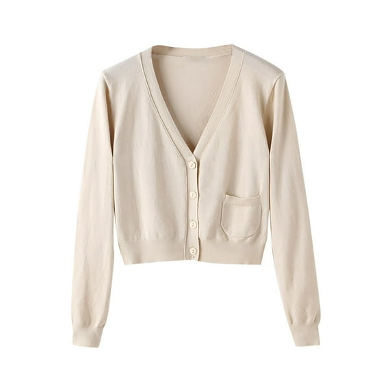 Lisingtool Clearance Womens Tops Cardigan for Women Women's V Neck Cardigan Sweater Plus Jacket Solid Color Knitted Sweater Clearance sale M-3XL