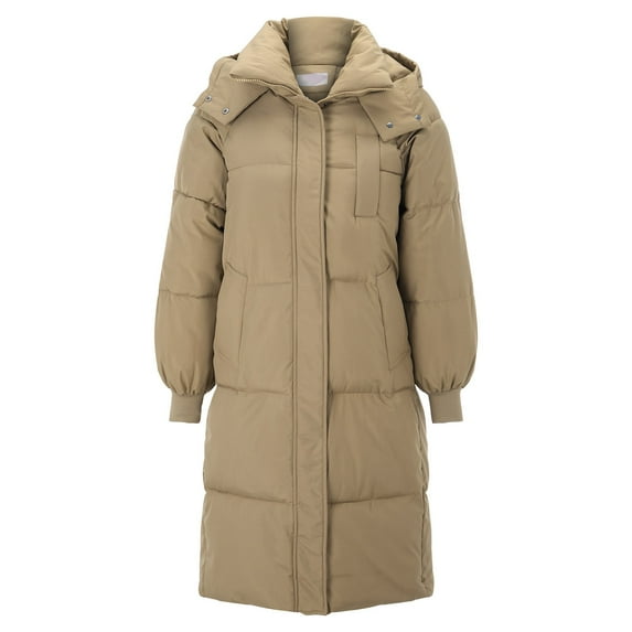 Lisingtool Clearance Womens Tops Winter Coats for Women Cotton Jacket Winter Long Knee Length Down Cotton Jacket Women Loose Thickened Hooded Cotton Jacket M-3XL Clearance sale