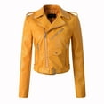thumbnail image 1 of Lisingtool Coats For Women Women Ladies The Belt Fashion Leather Racing Style Biker Jacket Yellow S, 1 of 4