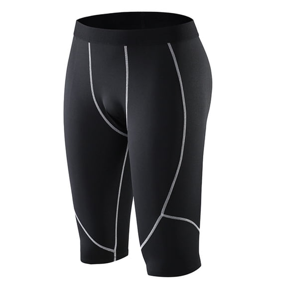 Lisingtool Compression Shorts Men's Athletic 3/4 Compression Pants Sports Dry Running Tights Capri Athletic Leggings Yoga Gym Base Layer Mens Shorts Grey