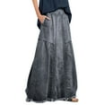 thumbnail image 1 of Lisingtool Denim Skirt Women's Casual High Waist Denim Skirt Slim Fit A Line Jean Maxi Skirts for Women Grey, 1 of 5