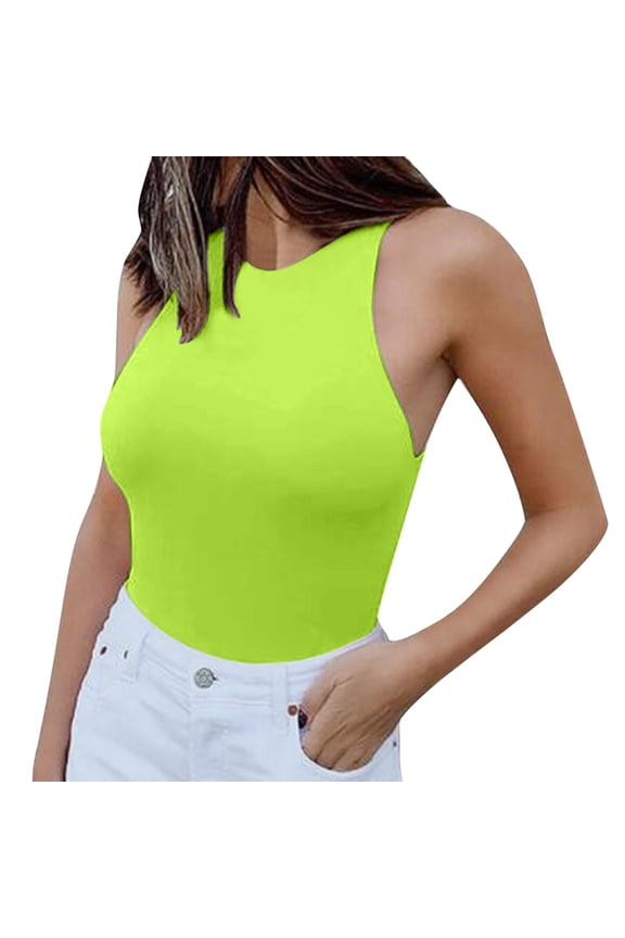 Full Body Jumpsuit Women's Sleeveless Solid Halter Neck Slim High Elastic Bodysuit Jumpsuits for Women Dressy Green