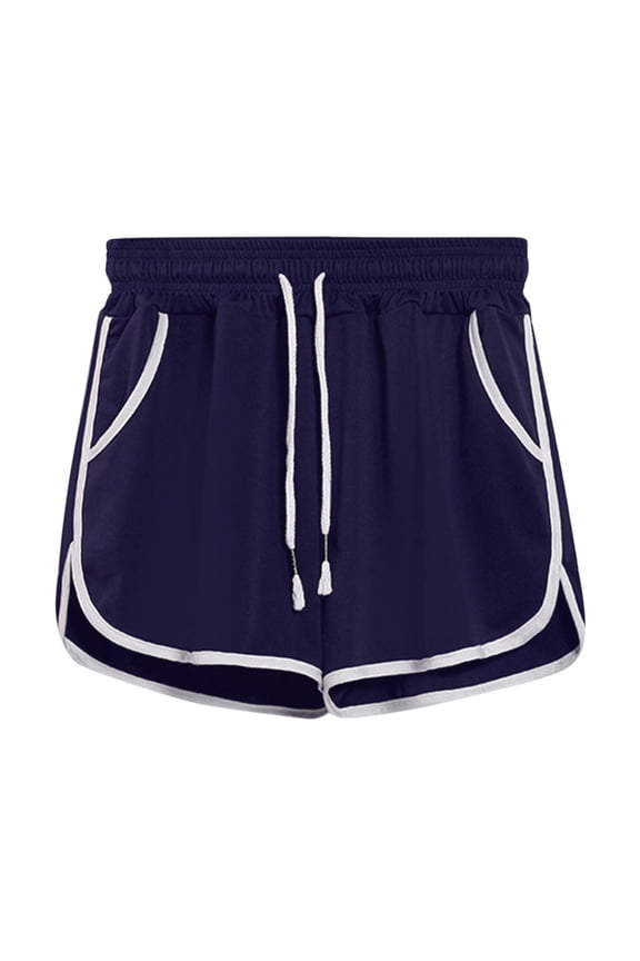 Gym Shorts Women Yoga Pants Women Drawstring Shorts Running Workout Fitness Sports Navy
