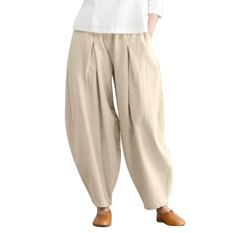Lisingtool Halara Pants Womens Casual Baggy Pants with Elastic Waist  Relaxed Fit Lantern Trouser Men's Pants Black 