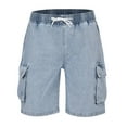 thumbnail image 1 of Lisingtool Jeans for Men's Jeans Comfort Stretch Denim Straight Leg Relaxed Short Jeans Mens Shorts Blue1, 1 of 8