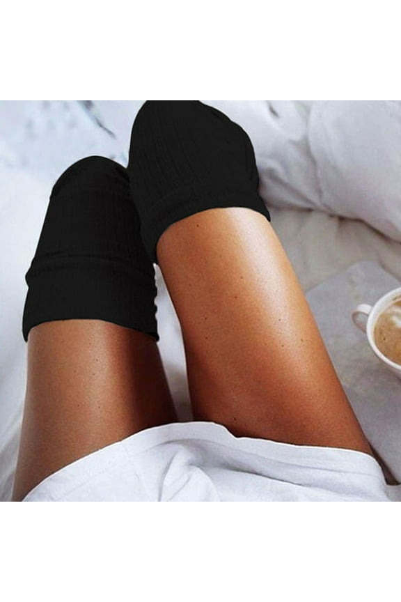 Lisingtool Knee High Socks For Women Girls Ladies Women Thigh High Over The Knee Socks Long Cotton Stockings Warm Black