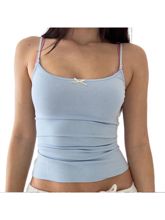 Lace Top Double Lined Sexy Tank Top Spaghetti Strap Club Shirt Square Neck Sexy Vest Bu2
