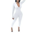 thumbnail image 1 of Lisingtool Long Sleeve Jumpsuit Women's Solid Color Tight Zipper Jumpsuits for Women Dressy White, 1 of 7