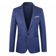 Lisingtool Men's Sport Coats Mens Suit Slim Fit One Button Solid Tuxedo Blazers Jacket Business Suits Wedding Party Homecoming Suits for Men Tops Blue