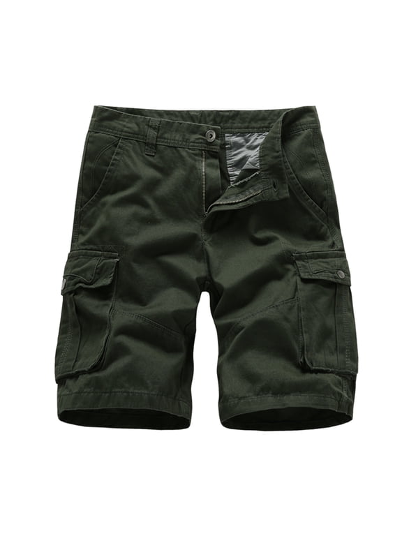 Clearance! Lisingtool Cargo Pants for Men Male Fashion Casual Solid Color Multi Pocket Zipper Buckle Outdoor Shorts Tooling Shorts Army Green Promotion Sale