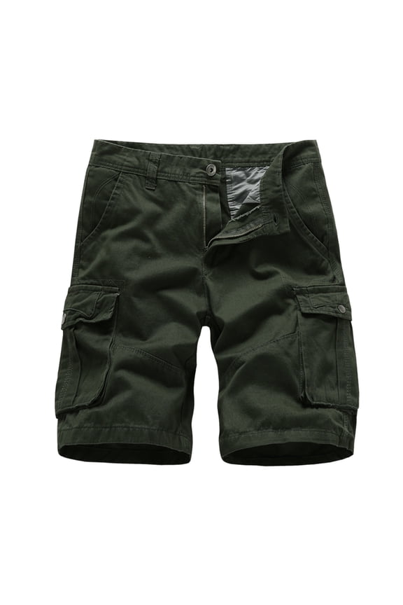 Clearance! Lisingtool Cargo Pants for Men Male Fashion Casual Solid Color Multi Pocket Zipper Buckle Outdoor Shorts Tooling Shorts Army Green Promotion Sale
