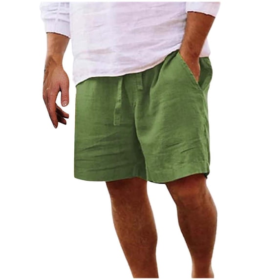 Lisingtool Mens Shorts Men's Casual Shorts Men's Sports Shorts Beach Shorts Casual Cotton Linen Shorts Biker Shorts Green