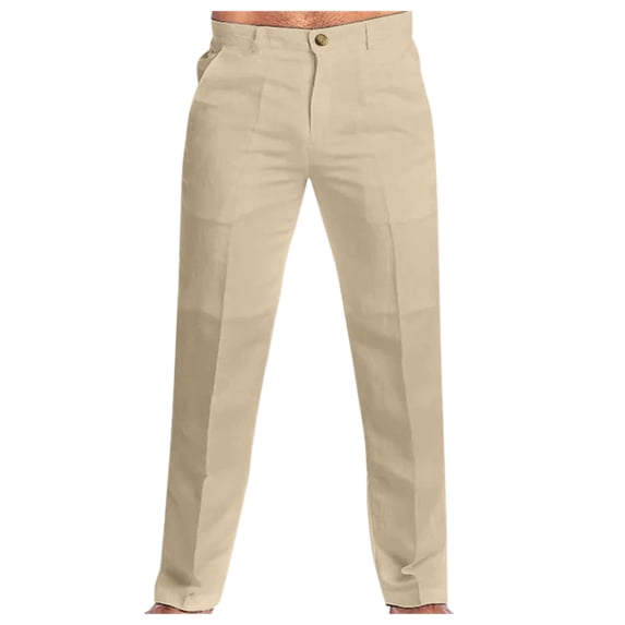Lisingtool Pants for Men Spring And Summer Pant Casual All Solid Color Painting Loose Plus Size Trouser Fashion Beach Pockets Pant Work Pants for Men Beige