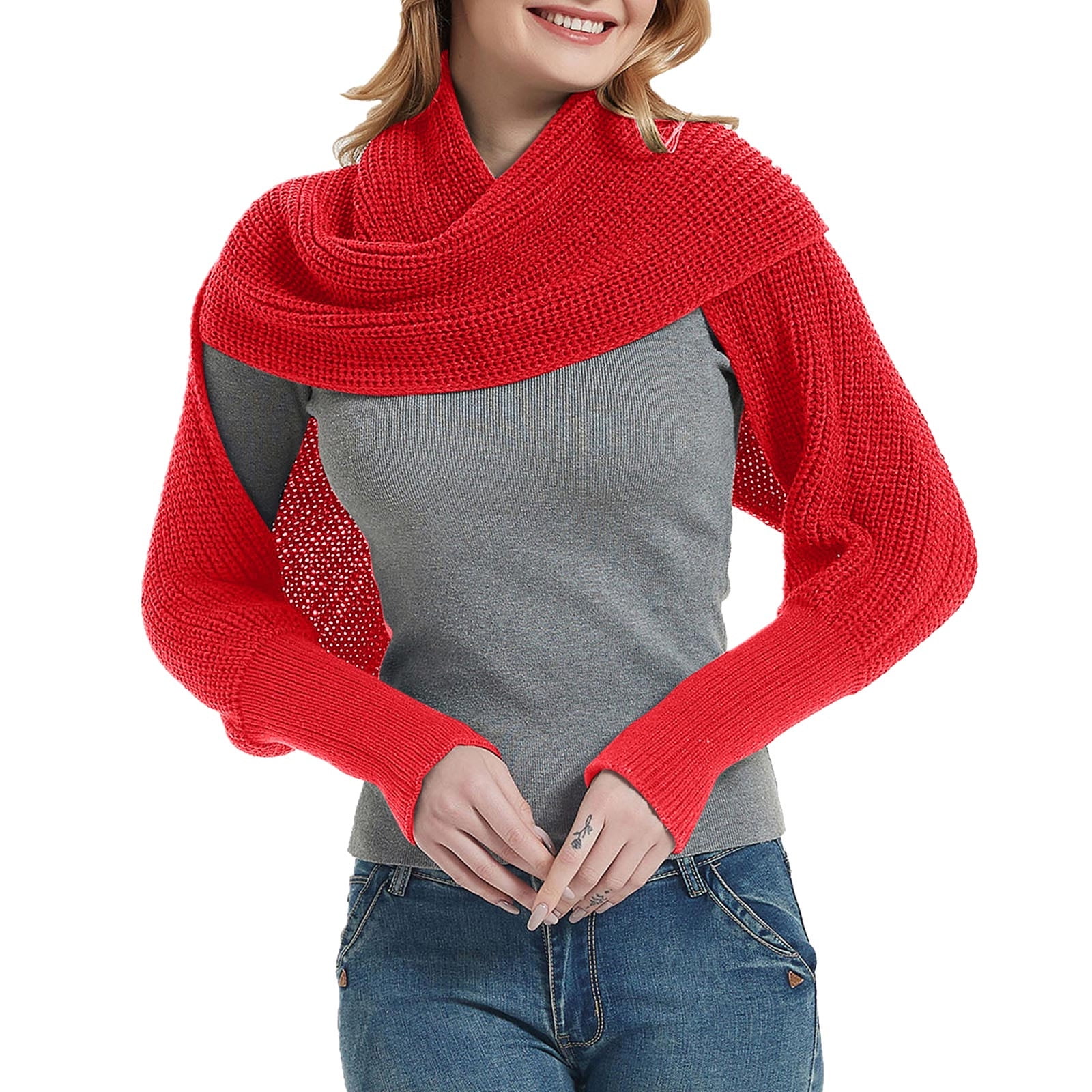 Color Block Knit Winter Women Wrap Shawl
