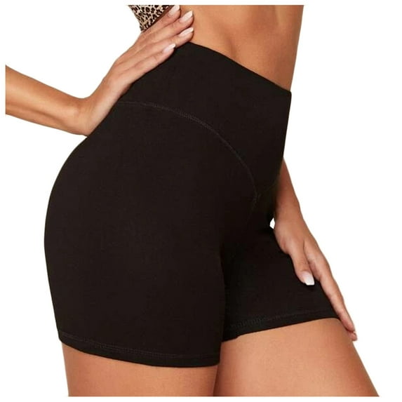 Lisingtool Shorts For Women Women'S High Waist Pure Color Exercise Running Yoga Shorts High Waisted Shorts Black