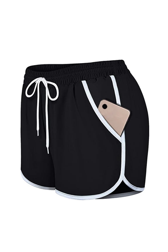 Shorts For Women Women'S Run Elastic Wasit Workout Shorts With Liner Pockets Sport Yoga Shorts Yoga Shorts Black