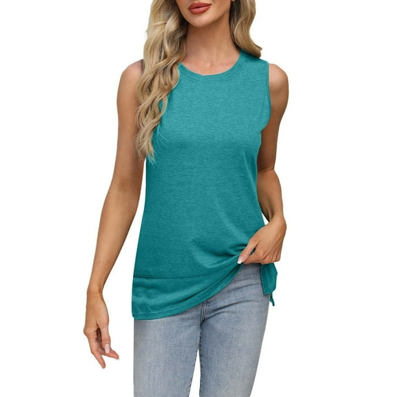Lisingtool Tank Top Women Casual Soft Loose Spring Summer V Neck Sleeveless Tee Shirts Basic Trendy Outfits Clothes Mint Green