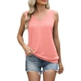 thumbnail image 1 of Lisingtool Tank Top Women Casual Soft Loose Spring Summer V Neck Sleeveless Tee Shirts Basic Trendy Outfits Clothes Pink, 1 of 4