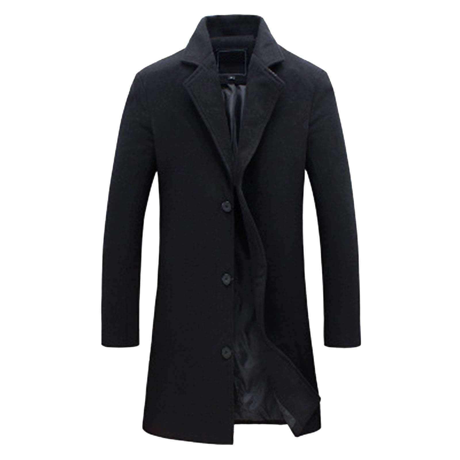 Lisingtool Trench Coat Men Men's Plus Size Fall And Winter Jacket Lapel ...