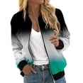 thumbnail image 1 of Lisingtool Winter Coats for Women Coat for Womens Suitable Daily Jackets Lightweight Zip up Jacket Floral Print Coat Stand Collar Short Sports Outwear Womens Tops Mint Green, 1 of 5