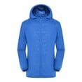 thumbnail image 1 of Lisingtool Winter Coats for Women Solid Rain Jacket Outdoor Plus Size Hooded Windproof Loose Coat Water Proof Raglan Cuff Storage Bag Womens Tops Blue, 1 of 3