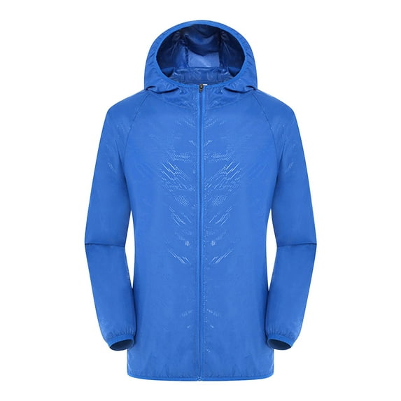 Lisingtool Winter Coats for Women Solid Rain Jacket Outdoor Plus Size Hooded Windproof Loose Coat Water Proof Raglan Cuff Storage Bag Womens Tops Blue