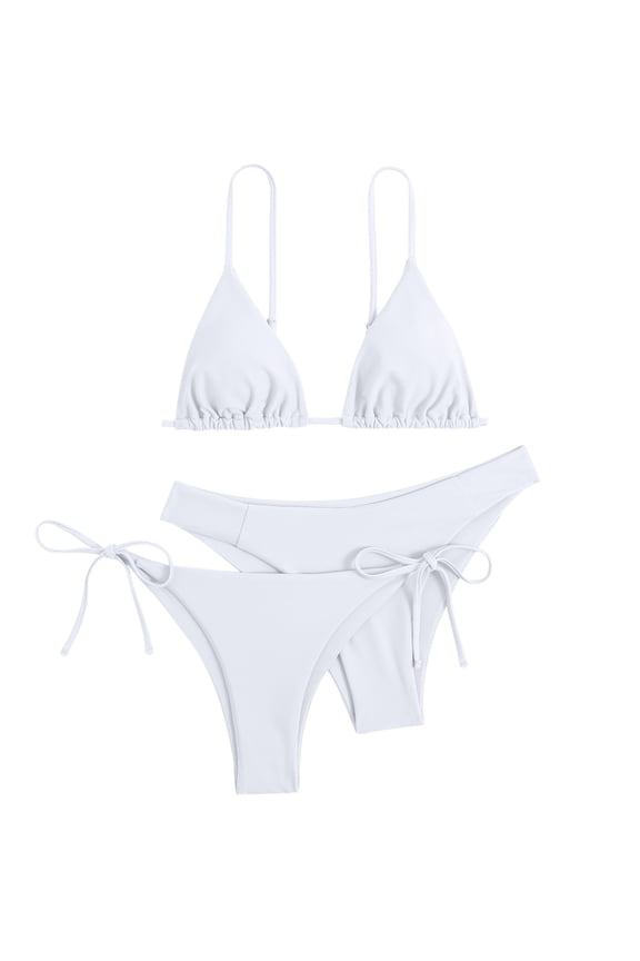 Women's Bikini Swimsuits Women 3Pc Bandeau Bandage Bikini Set Push up Brazilian Swimwear Beachwear Swimsuit Bikiniwear Womens Swimsuits White