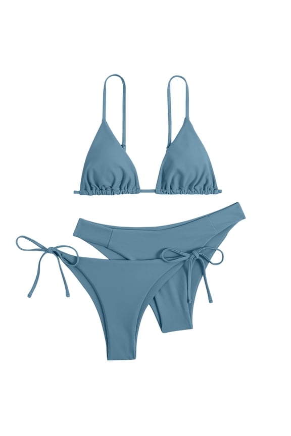 Women's Bikini Swimsuits Women 3Pc Bandeau Bandage Bikini Set Push up Brazilian Swimwear Beachwear Swimsuit Bikiniwear Womens Swimsuits Dark Gray