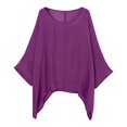 thumbnail image 1 of Lisingtool Women's Fashionable And Casual Large Size Loose Cotton Nine Point Sleeve Top T Shirt Purple, 1 of 4