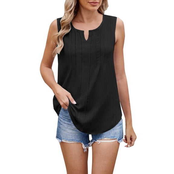 Lisingtool Women's New Solid Color V Neck Pull Strip Sleeveless Loose Chiffon Vest Women's Top Vest Suspender Strap Black