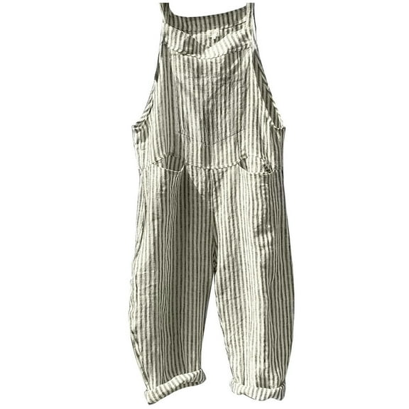 Lisingtool Womens Overalls Fashion Women Pocket Bandage Sleeveless Jumpsuit Stripe Bodysuit Playsuit Romper Jumpsuits for Women Dressy Green