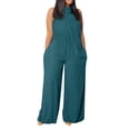 thumbnail image 1 of Lisingtool Womens Overalls Plus Size Womens Casual Sleeveless Loose Solid Jumpsuits Baggy Stretchy Long Pant Romper Overalls with Pockets Jumpsuits for Women Dressy Navy, 1 of 5