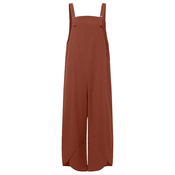 Lisingtool Womens Overalls Women Fashion Casual Solid Pocket Romper Long Playsuit Strap Button Jumpsuits for Women Dressy Red