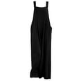 thumbnail image 1 of Lisingtool Womens Overalls Women's Fashionable Ethnic Style Solid Color Button Strap Jumpsuit Wide Leg Pants Jumpsuits for Women Dressy Black, 1 of 4